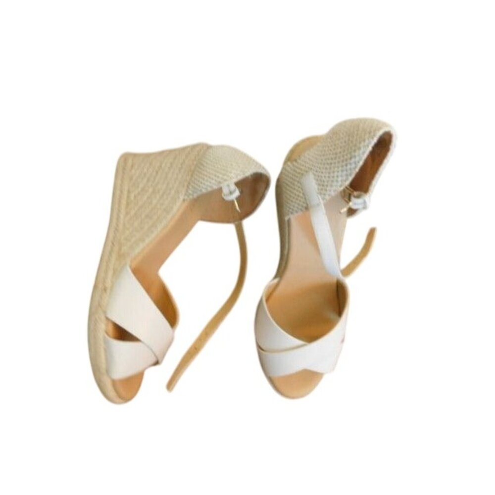 Nine West Size 9M Rope Covered Wedge Strappy Heels Shoes